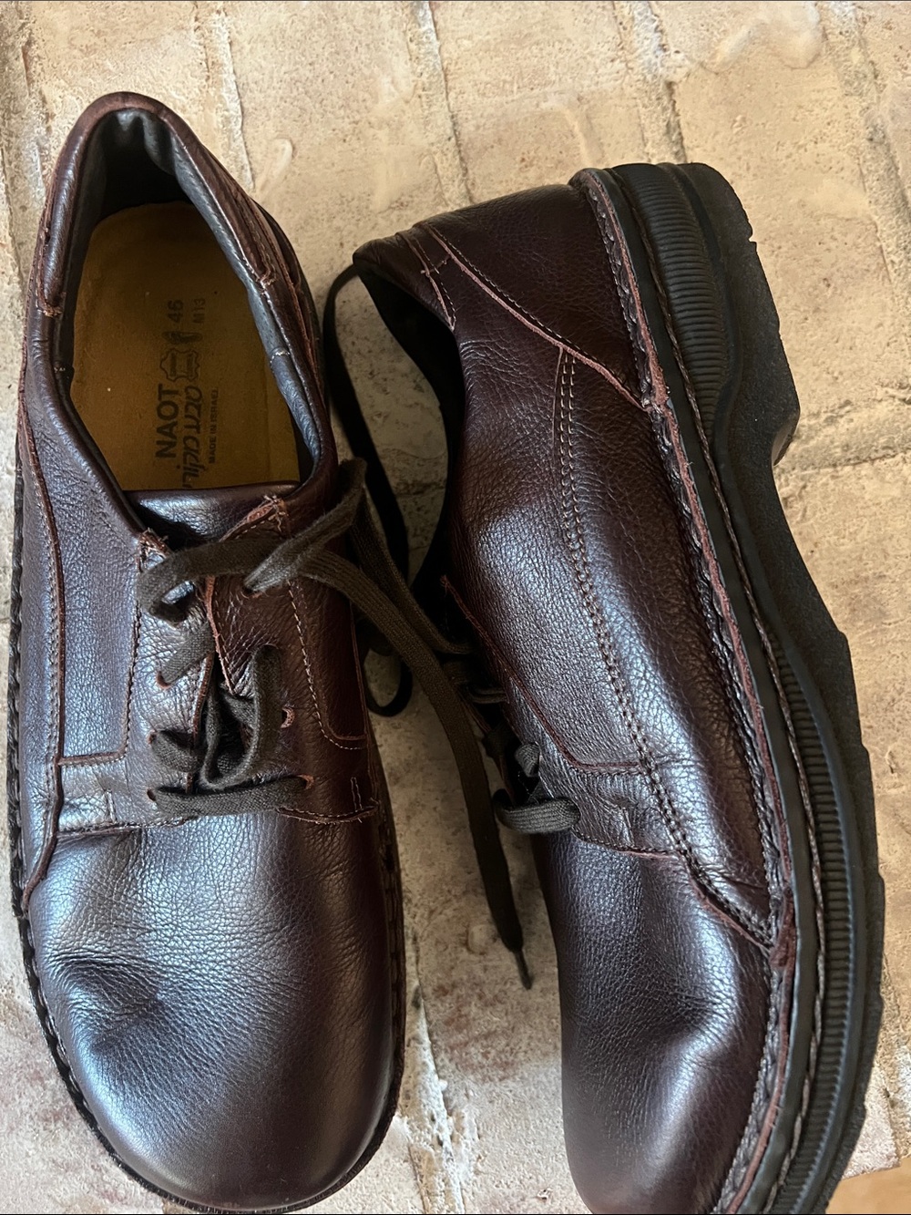 Naot Men's Dark Brown Leather Lace-Up Derby Shoes sz Euro 46